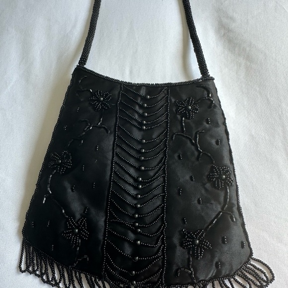 La Regale Elegant Black Beaded Evening Bag - Picture 4 of 5